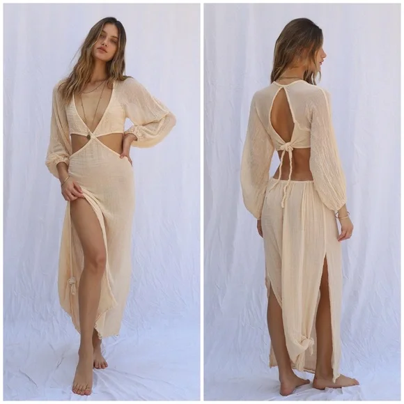 Acka original dress one-piece　ベージュsize1 BAOBAB Women's Asaka Maxi Dress, Gavea, Orange, Metallic, XL